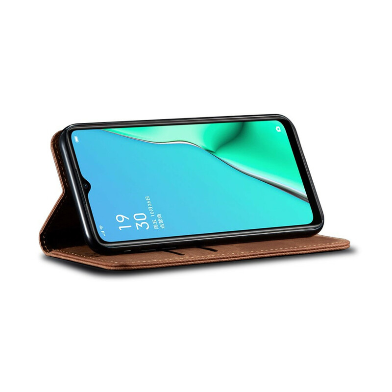 Flip Cover Oppo A9 2020 Tissu Jeans Flip Cover Oppo A9 2020 Tissu Jeans