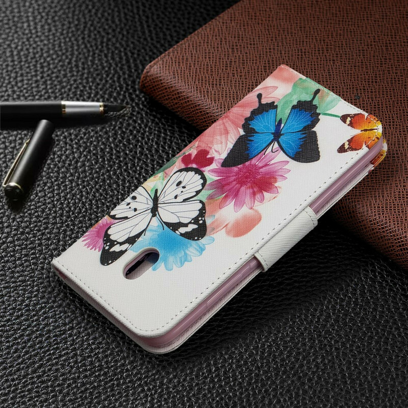 Housse Xiaomi Redmi 8A Papillons et Fleurs Peints