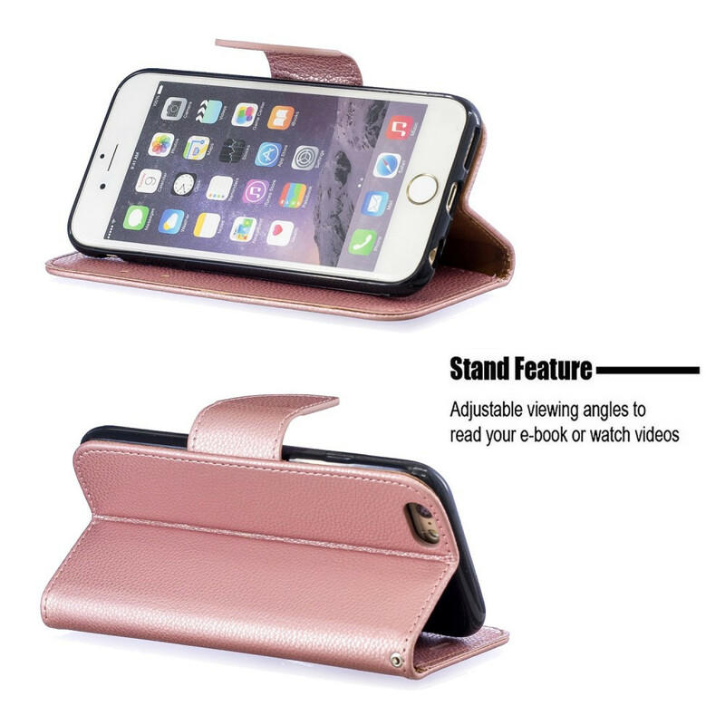 Housse iPhone 6/6S Effet Cuir Litchi Coloré à Lanière