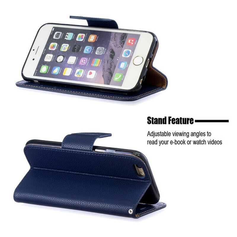 Housse iPhone 6/6S Effet Cuir Litchi Coloré à Lanière