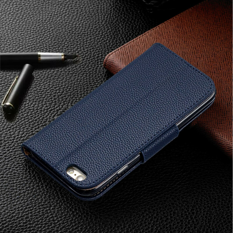 Housse iPhone 6/6S Effet Cuir Litchi Coloré à Lanière