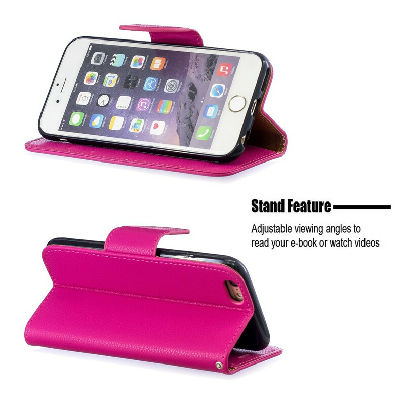 Housse iPhone 6/6S Effet Cuir Litchi Coloré à Lanière