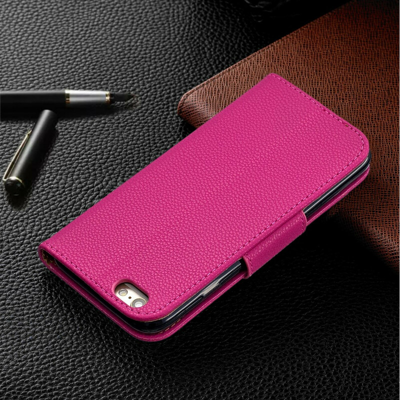 Housse iPhone 6/6S Effet Cuir Litchi Coloré à Lanière