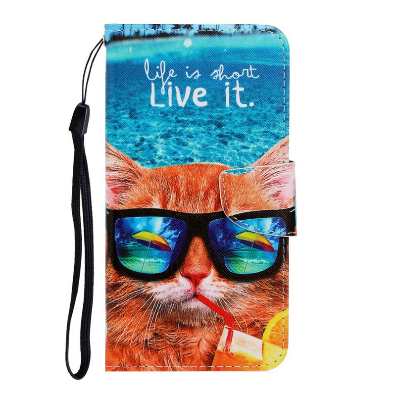 Housse Xiaomi Redmi 8A Cat Live It à Lanière