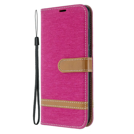 Housse Xiaomi Redmi 8A Tissu et Effet Cuir à Lanière