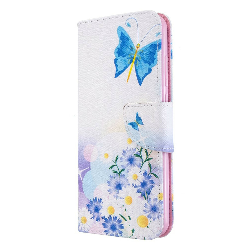 Housse Xiaomi Redmi Note 8T Papillons et Fleurs Peints Housse Xiaomi Redmi Note 8T Papillons et Fleurs Peints