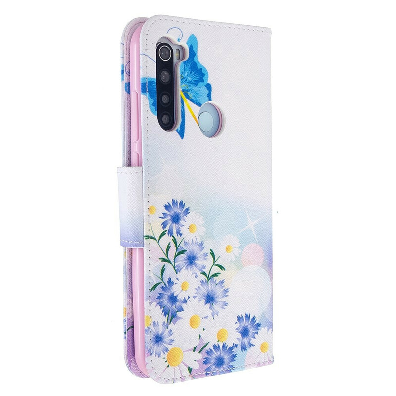 Housse Xiaomi Redmi Note 8T Papillons et Fleurs Peints Housse Xiaomi Redmi Note 8T Papillons et Fleurs Peints