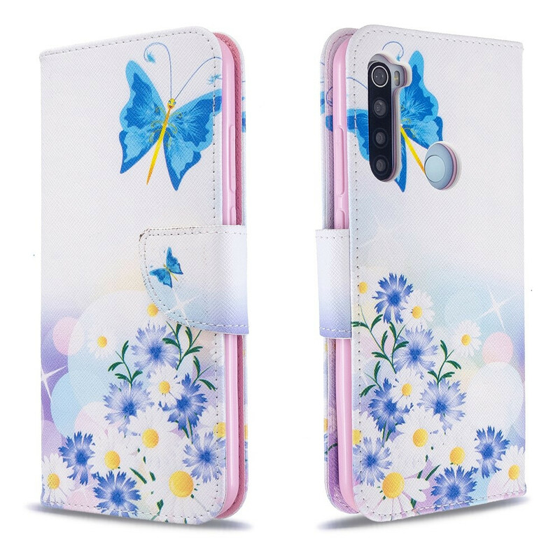 Housse Xiaomi Redmi Note 8T Papillons et Fleurs Peints Housse Xiaomi Redmi Note 8T Papillons et Fleurs Peints
