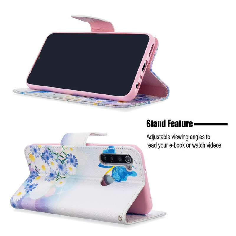 Housse Xiaomi Redmi Note 8T Papillons et Fleurs Peints Housse Xiaomi Redmi Note 8T Papillons et Fleurs Peints