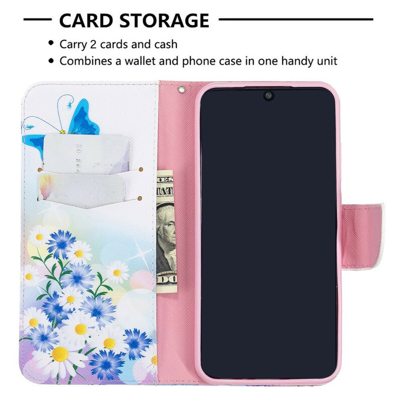 Housse Xiaomi Redmi Note 8T Papillons et Fleurs Peints Housse Xiaomi Redmi Note 8T Papillons et Fleurs Peints