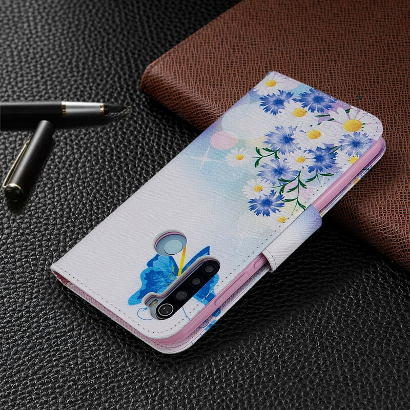 Housse Xiaomi Redmi Note 8T Papillons et Fleurs Peints