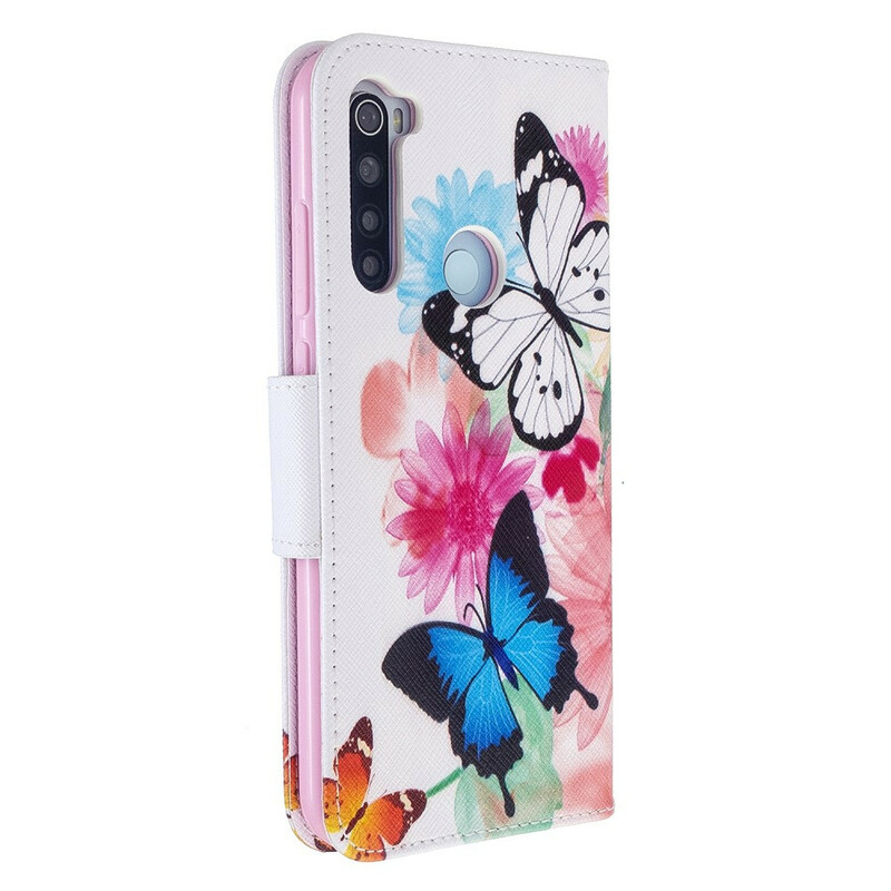 Housse Xiaomi Redmi Note 8T Papillons et Fleurs Peints