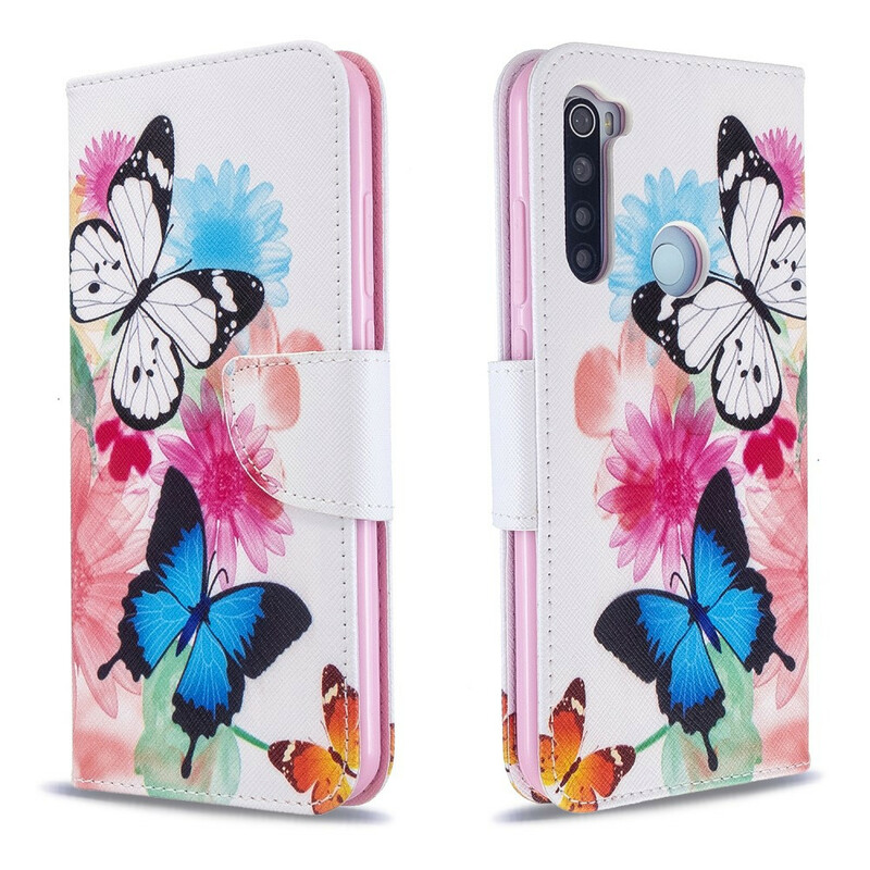 Housse Xiaomi Redmi Note 8T Papillons et Fleurs Peints