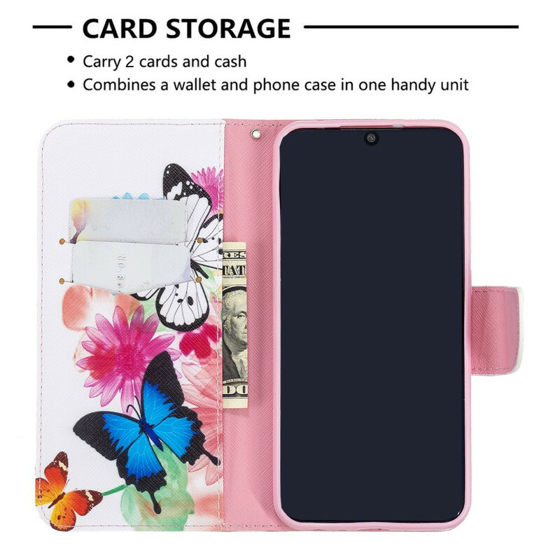 Housse Xiaomi Redmi Note 8T Papillons et Fleurs Peints
