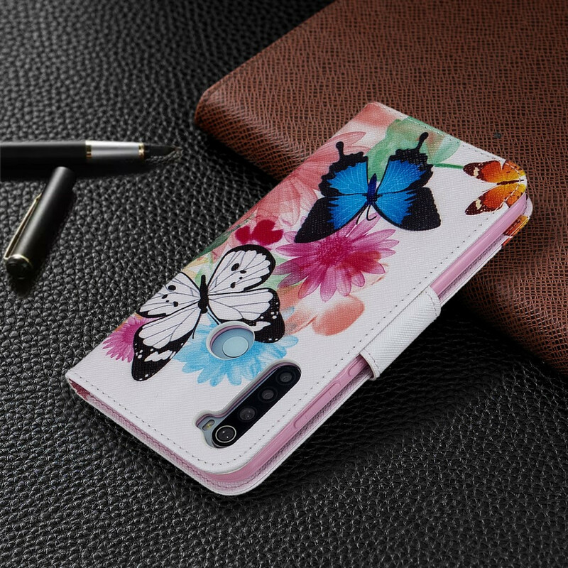 Housse Xiaomi Redmi Note 8T Papillons et Fleurs Peints