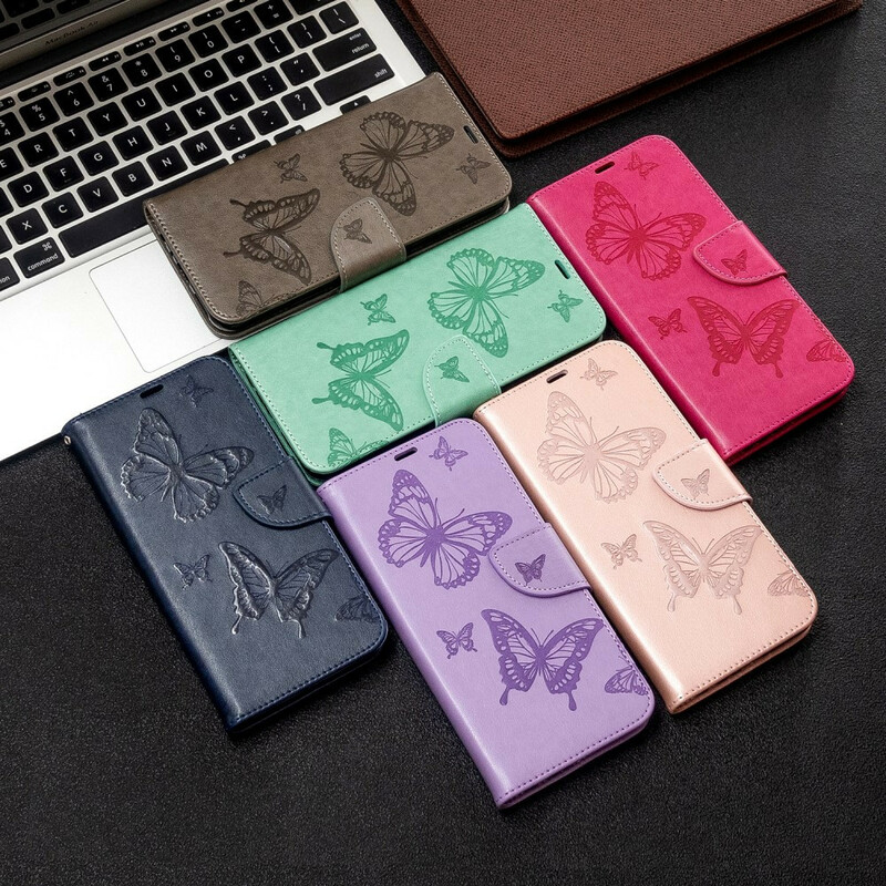 Housse Xiaomi Redmi Note 8T Papillons Imprimés à Lanière