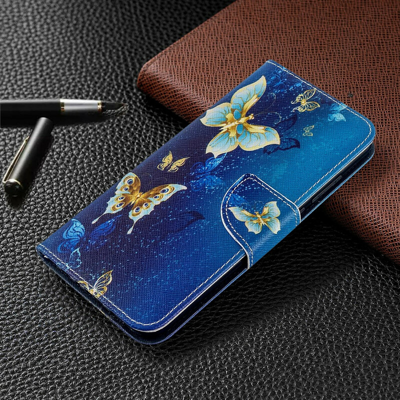 Housse Xiaomi Redmi Note 8T Papillons Dorés 