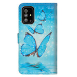 Housse Samsung Galaxy A51 Papillons Bleus Volants