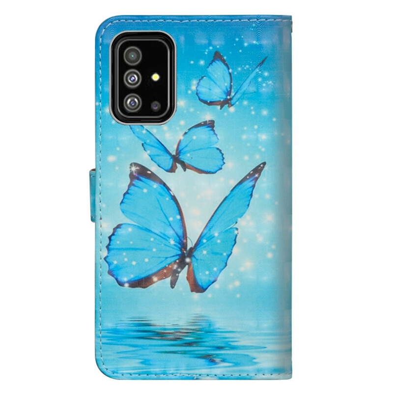 Housse Samsung Galaxy A51 Papillons Bleus Volants Housse Samsung Galaxy A51 Papillons Bleus Volants