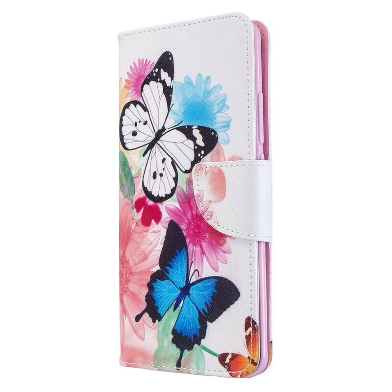 Housse Xiaomi Mi Note 10 Papillons et Fleurs Peints Housse Xiaomi Mi Note 10 Papillons et Fleurs Peints