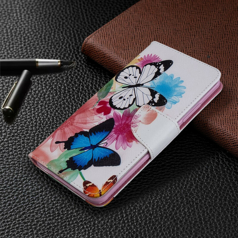 Housse Xiaomi Mi Note 10 Papillons et Fleurs Peints