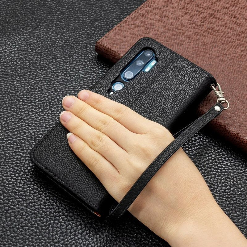 Housse Xiaomi Mi Note 10 Effet Cuir Litchi Coloré à Lanière Housse Xiaomi Mi Note 10 Effet Cuir Litchi Coloré à Lanière