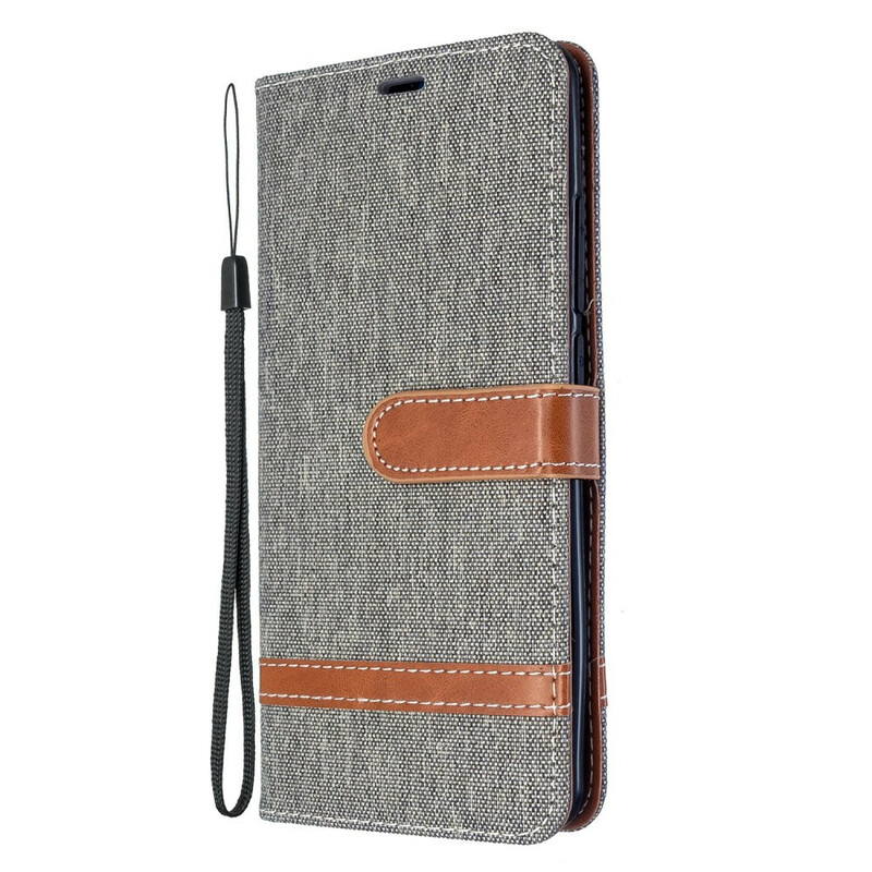 Housse Xiaomi Mi Note 10 Tissu et Effet Cuir à Lanière Housse Xiaomi Mi Note 10 Tissu et Effet Cuir à Lanière