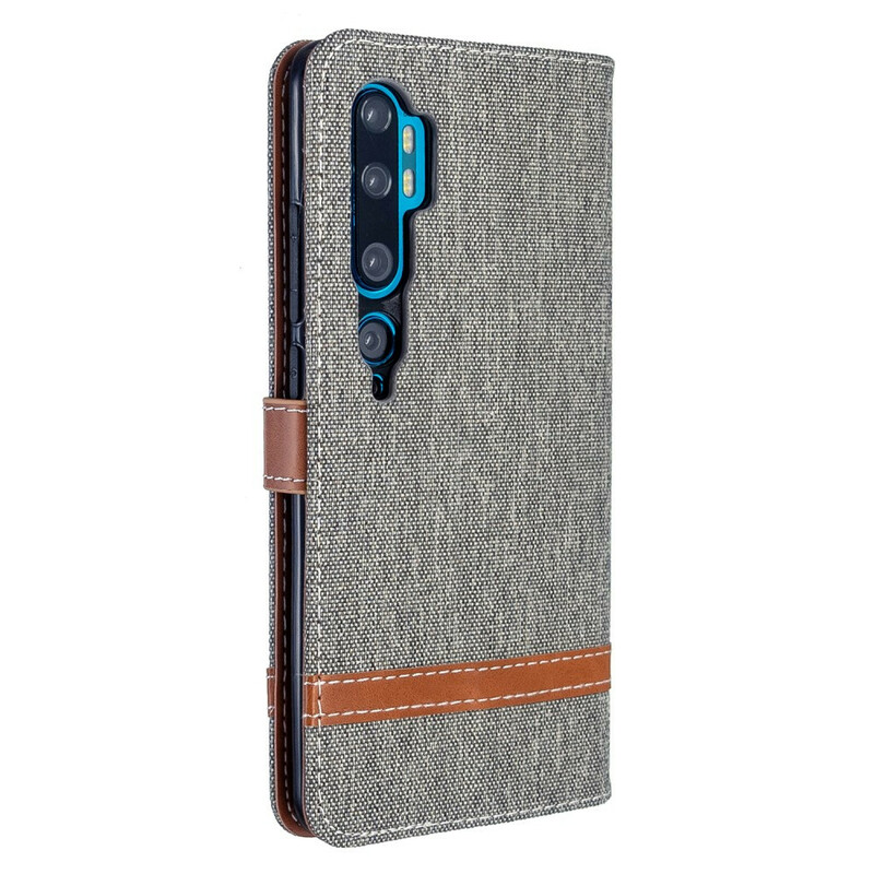 Housse Xiaomi Mi Note 10 Tissu et Effet Cuir à Lanière Housse Xiaomi Mi Note 10 Tissu et Effet Cuir à Lanière