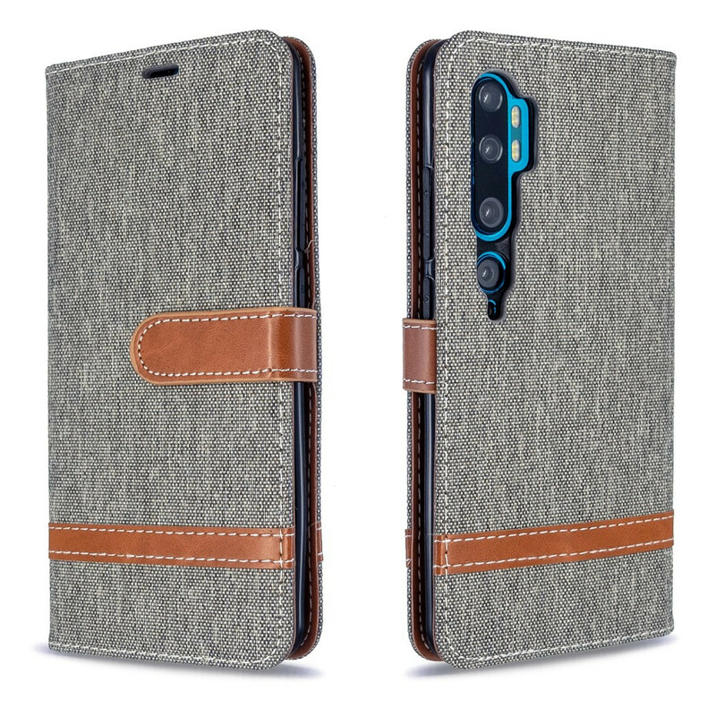 Housse Xiaomi Mi Note 10 Tissu et Effet Cuir à Lanière Housse Xiaomi Mi Note 10 Tissu et Effet Cuir à Lanière