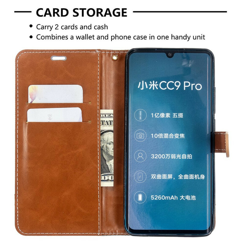 Housse Xiaomi Mi Note 10 Tissu et Effet Cuir à Lanière Housse Xiaomi Mi Note 10 Tissu et Effet Cuir à Lanière