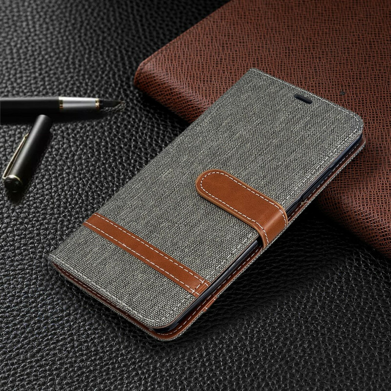 Housse Xiaomi Mi Note 10 Tissu et Effet Cuir à Lanière Housse Xiaomi Mi Note 10 Tissu et Effet Cuir à Lanière