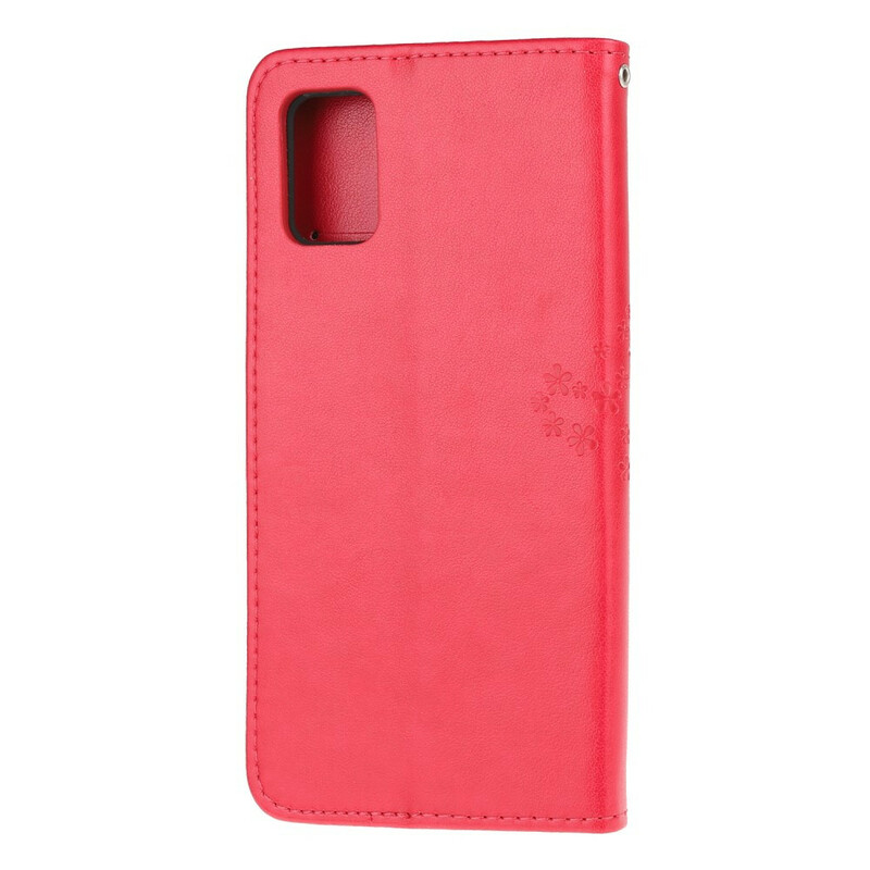 Housse Samsung Galaxy A51 Arbre et Hiboux à Lanière