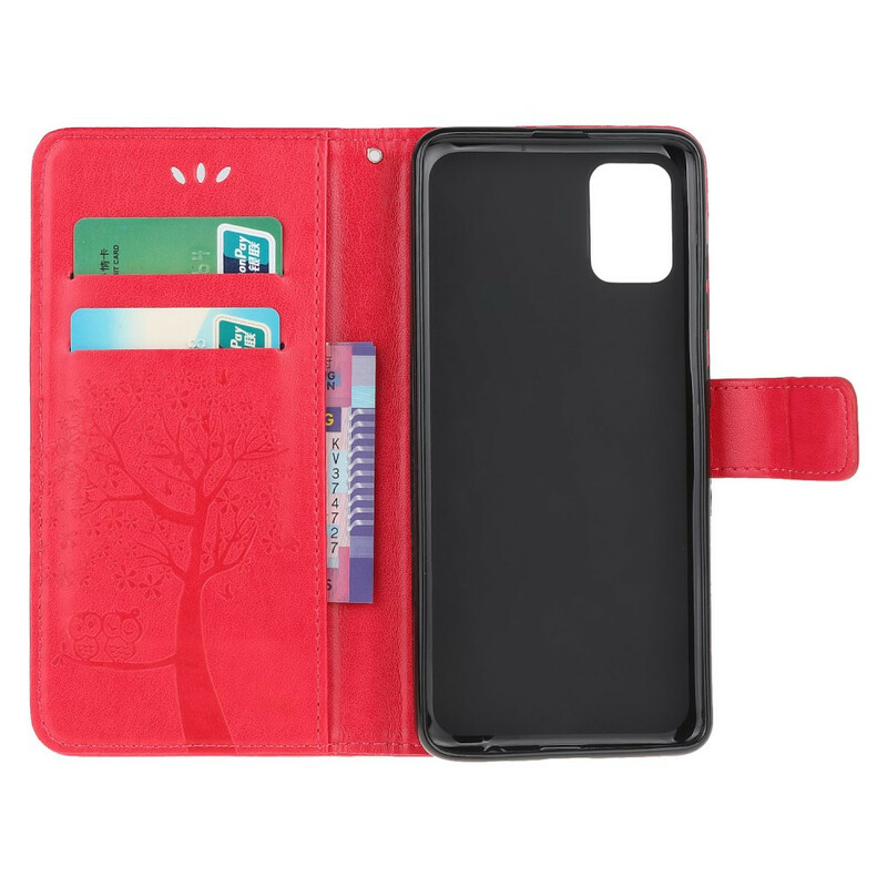 Housse Samsung Galaxy A51 Arbre et Hiboux à Lanière