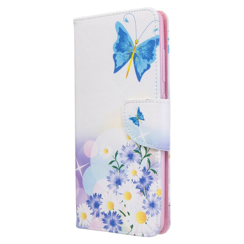 Housse Samsung Galaxy A51 Papillons et Fleurs Peints Housse Samsung Galaxy A51 Papillons et Fleurs Peints