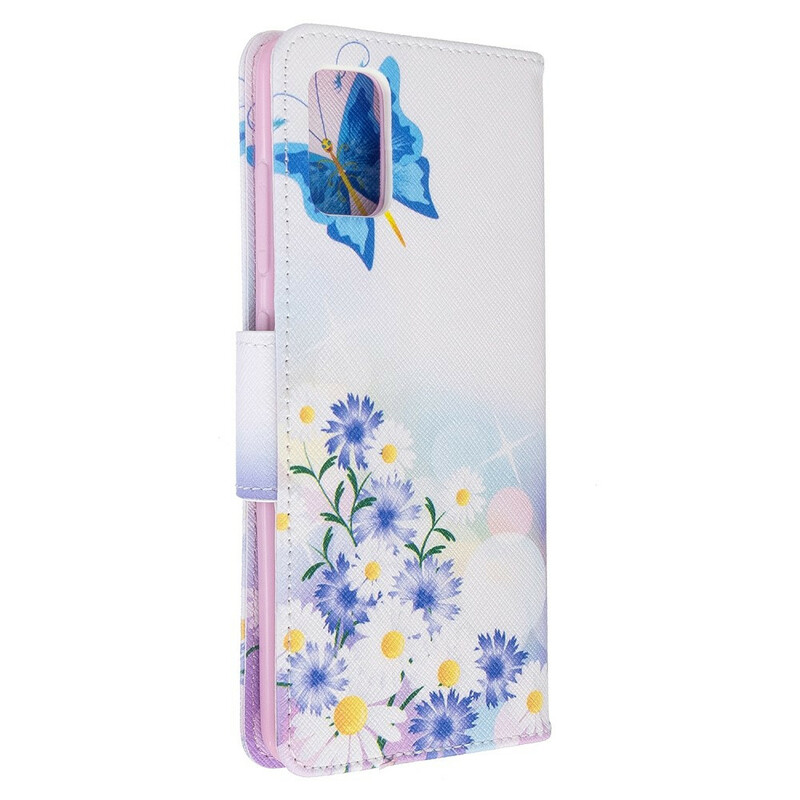 Housse Samsung Galaxy A51 Papillons et Fleurs Peints Housse Samsung Galaxy A51 Papillons et Fleurs Peints