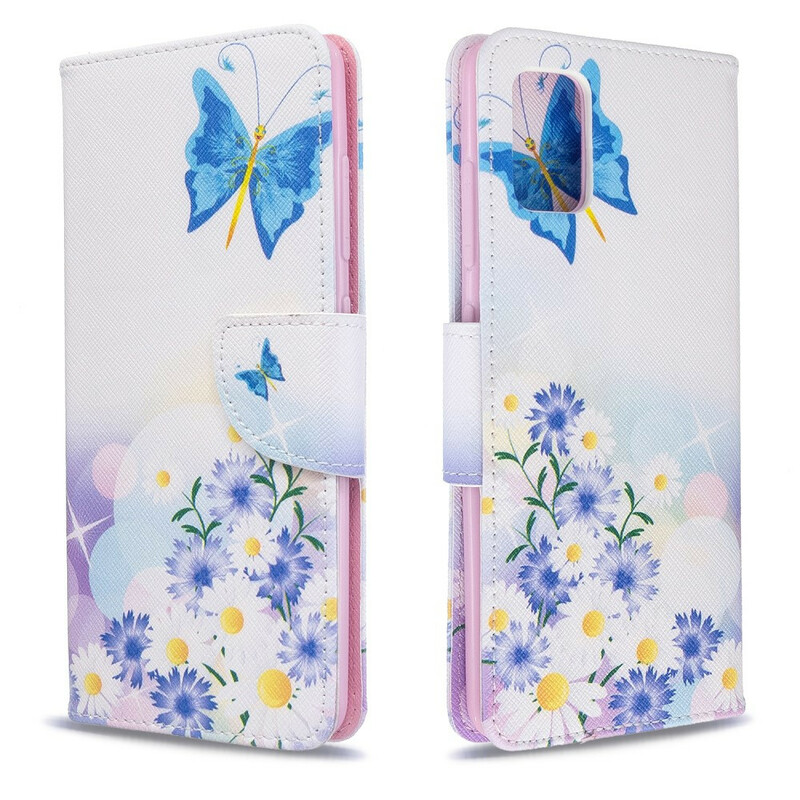 Housse Samsung Galaxy A51 Papillons et Fleurs Peints Housse Samsung Galaxy A51 Papillons et Fleurs Peints