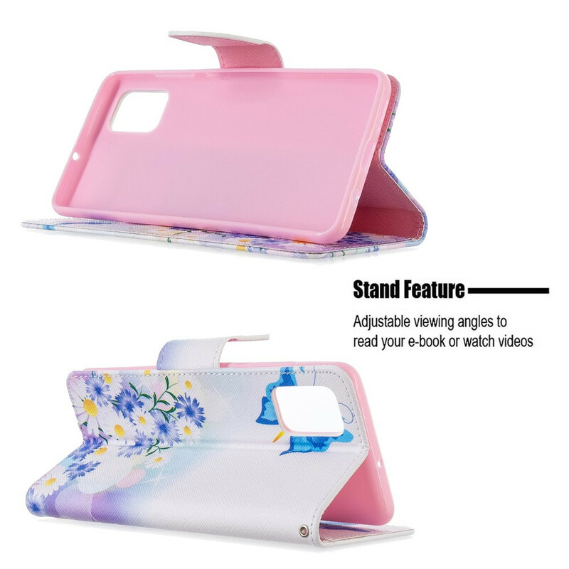 Housse Samsung Galaxy A51 Papillons et Fleurs Peints Housse Samsung Galaxy A51 Papillons et Fleurs Peints