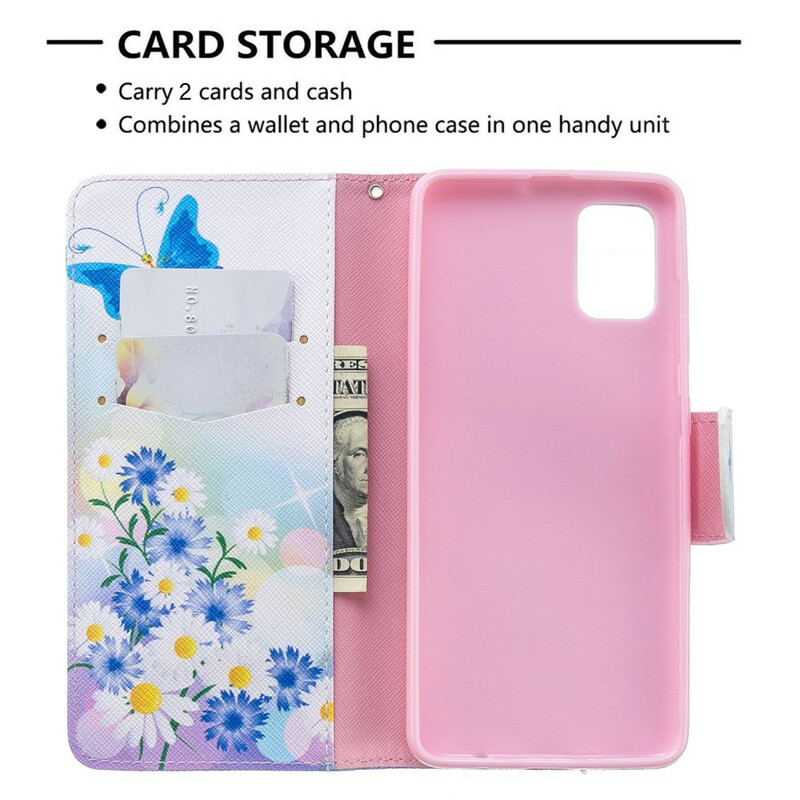 Housse Samsung Galaxy A51 Papillons et Fleurs Peints Housse Samsung Galaxy A51 Papillons et Fleurs Peints