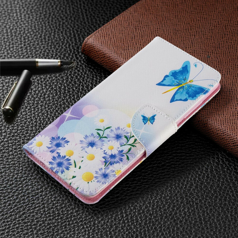 Housse Samsung Galaxy A51 Papillons et Fleurs Peints Housse Samsung Galaxy A51 Papillons et Fleurs Peints