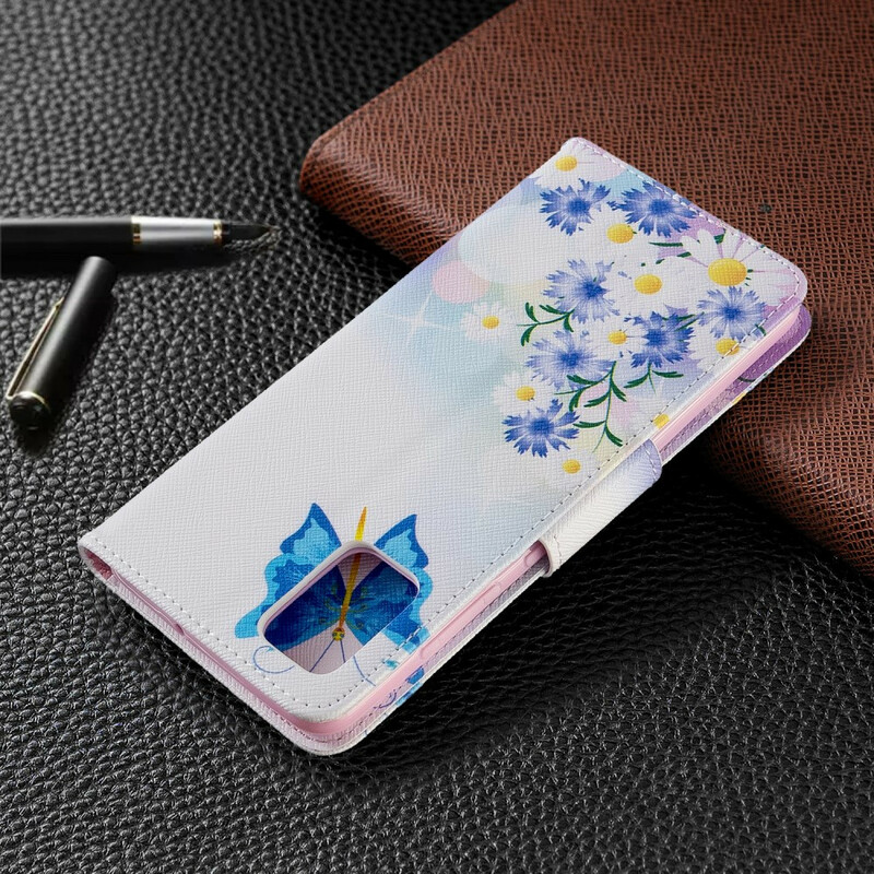 Housse Samsung Galaxy A51 Papillons et Fleurs Peints Housse Samsung Galaxy A51 Papillons et Fleurs Peints
