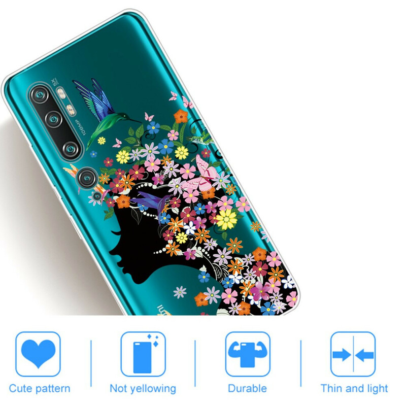 Coque Xiaomi Mi Note 10  Jolie Tête Fleurie