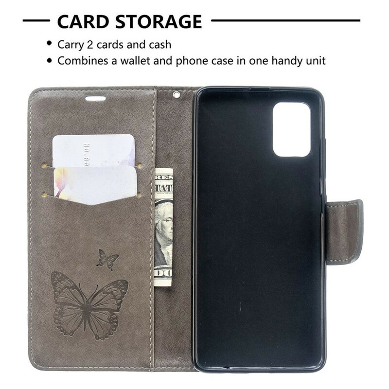 Housse Samsung Galaxy A51 Les Papillons en Vol avec Lanière Housse Samsung Galaxy A51 Les Papillons en Vol avec Lanière