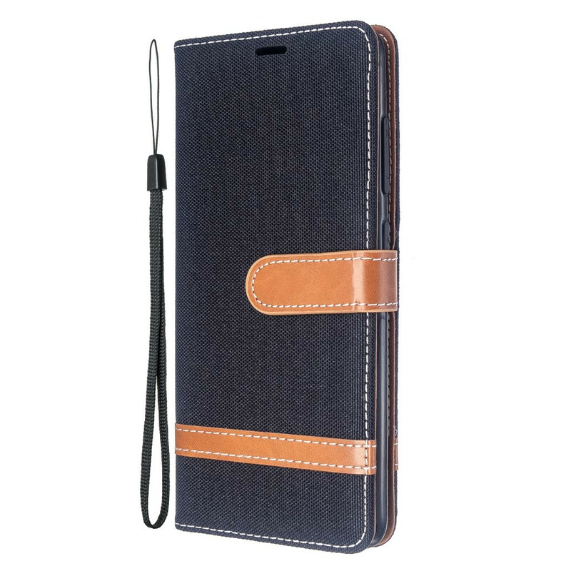 Housse Samsung Galaxy A51 Tissu et Effet Cuir à Lanière Housse Samsung Galaxy A51 Tissu et Effet Cuir à Lanière