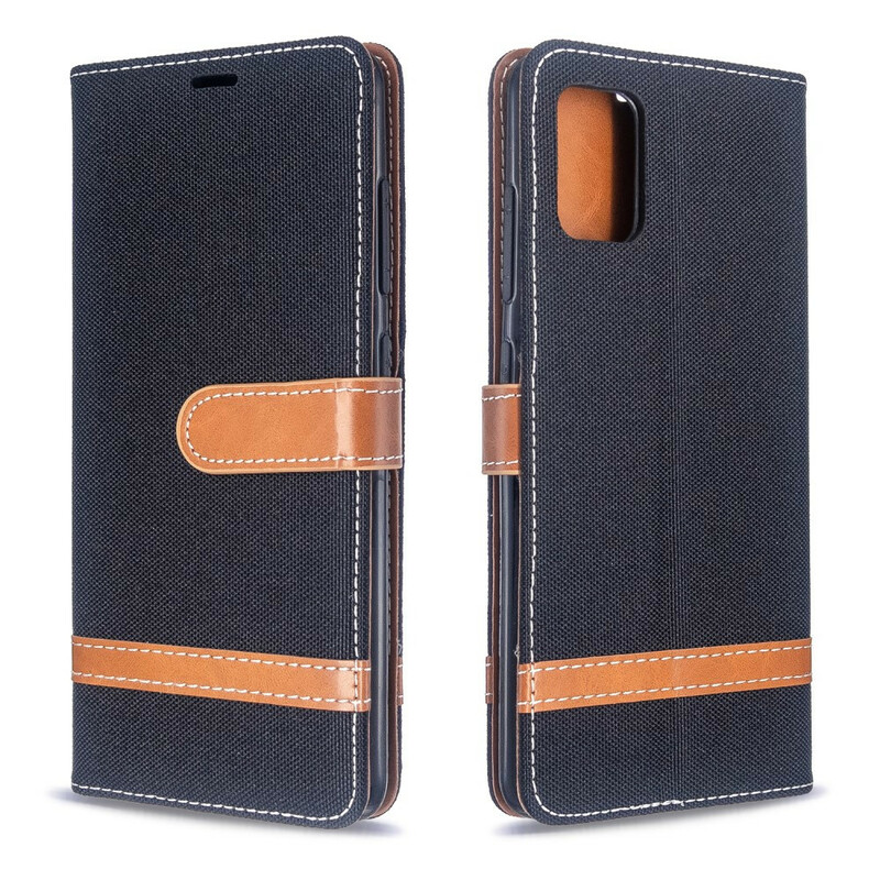 Housse Samsung Galaxy A51 Tissu et Effet Cuir à Lanière Housse Samsung Galaxy A51 Tissu et Effet Cuir à Lanière