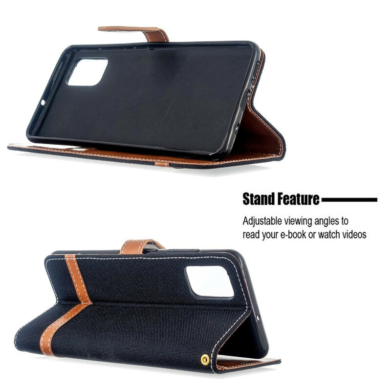 Housse Samsung Galaxy A51 Tissu et Effet Cuir à Lanière Housse Samsung Galaxy A51 Tissu et Effet Cuir à Lanière