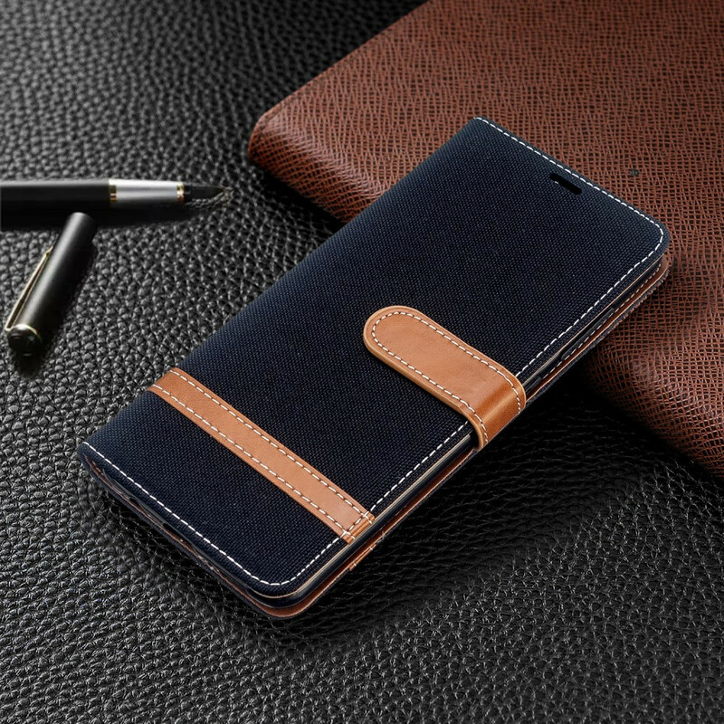 Housse Samsung Galaxy A51 Tissu et Effet Cuir à Lanière Housse Samsung Galaxy A51 Tissu et Effet Cuir à Lanière
