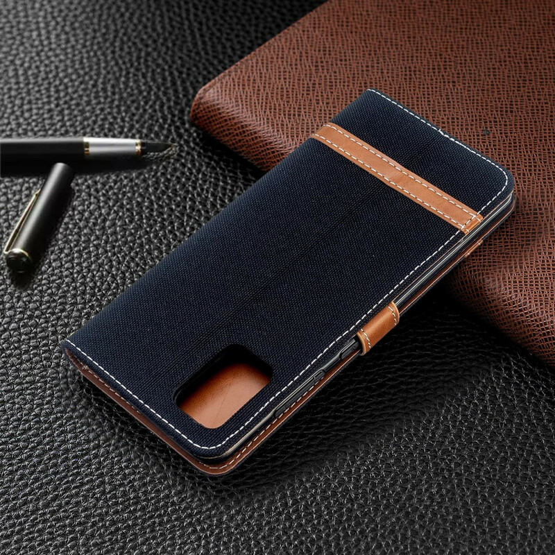 Housse Samsung Galaxy A51 Tissu et Effet Cuir à Lanière Housse Samsung Galaxy A51 Tissu et Effet Cuir à Lanière