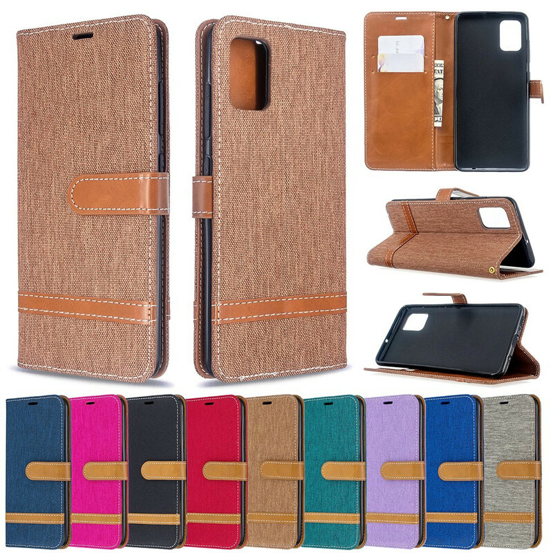 Housse Samsung Galaxy A51 Tissu et Effet Cuir à Lanière Housse Samsung Galaxy A51 Tissu et Effet Cuir à Lanière