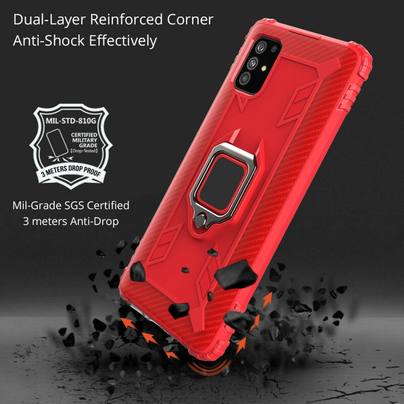 Coque Samsung Galaxy A51 Ring et Fibre Carbone Coque Samsung Galaxy A51 Ring et Fibre Carbone