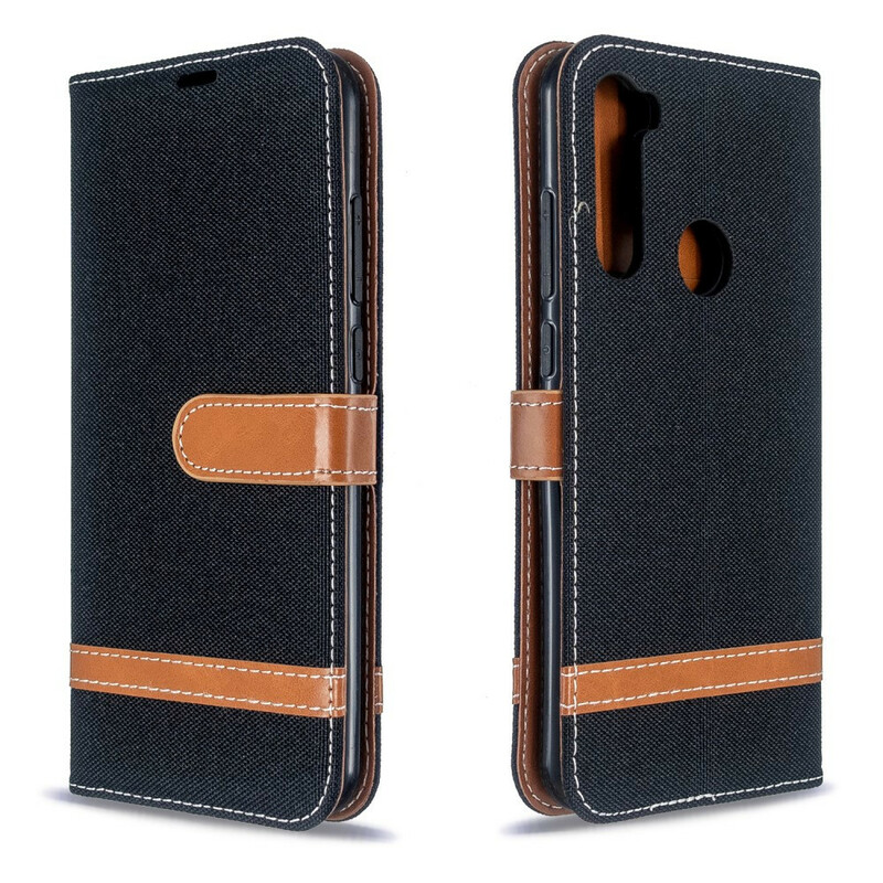 Housse Xiaomi Redmi Note 8T Tissu et Effet Cuir à Lanière Housse Xiaomi Redmi Note 8T Tissu et Effet Cuir à Lanière
